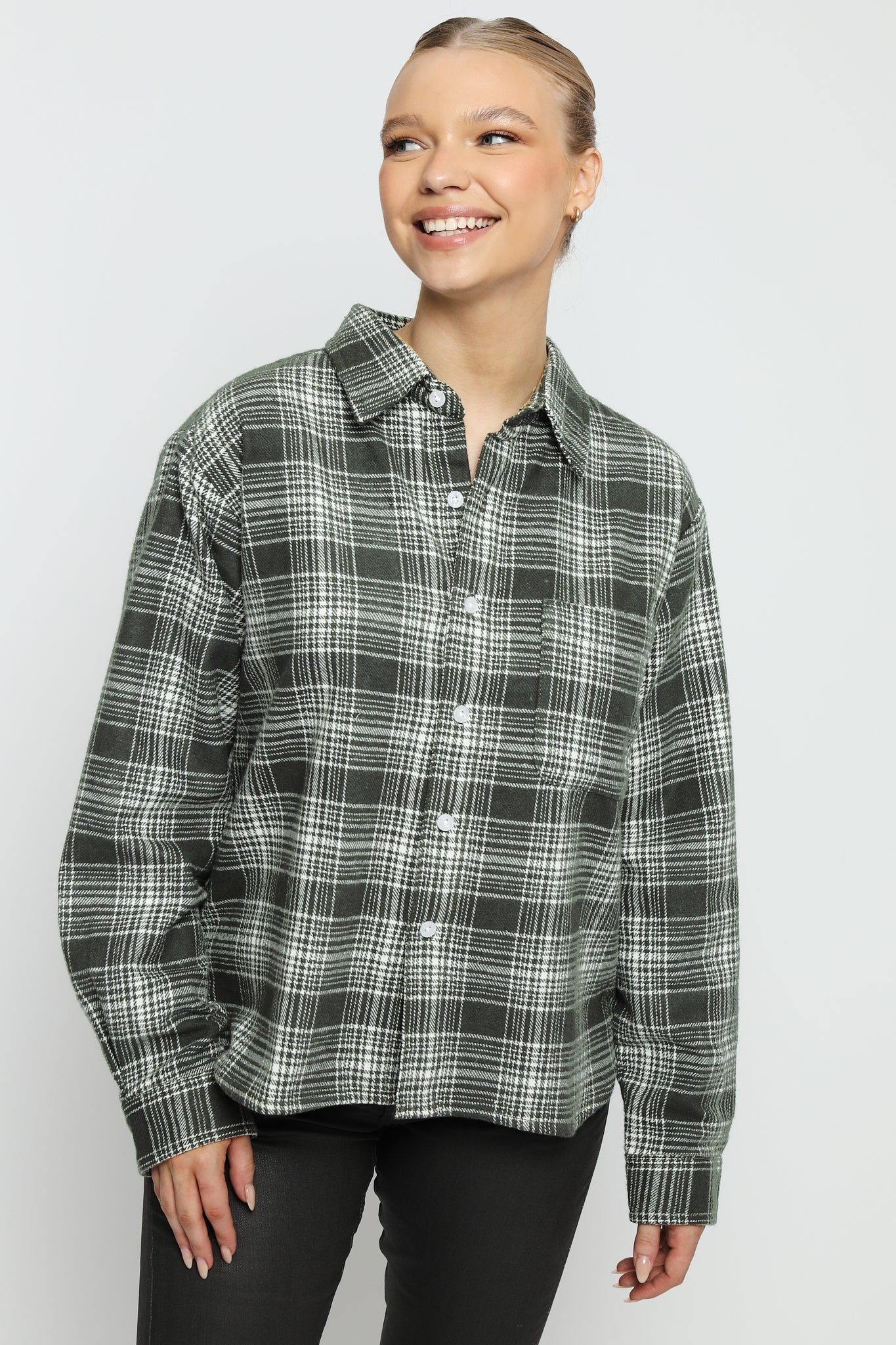 PLAID FLANNEL CHECK SHIRT - GREEN