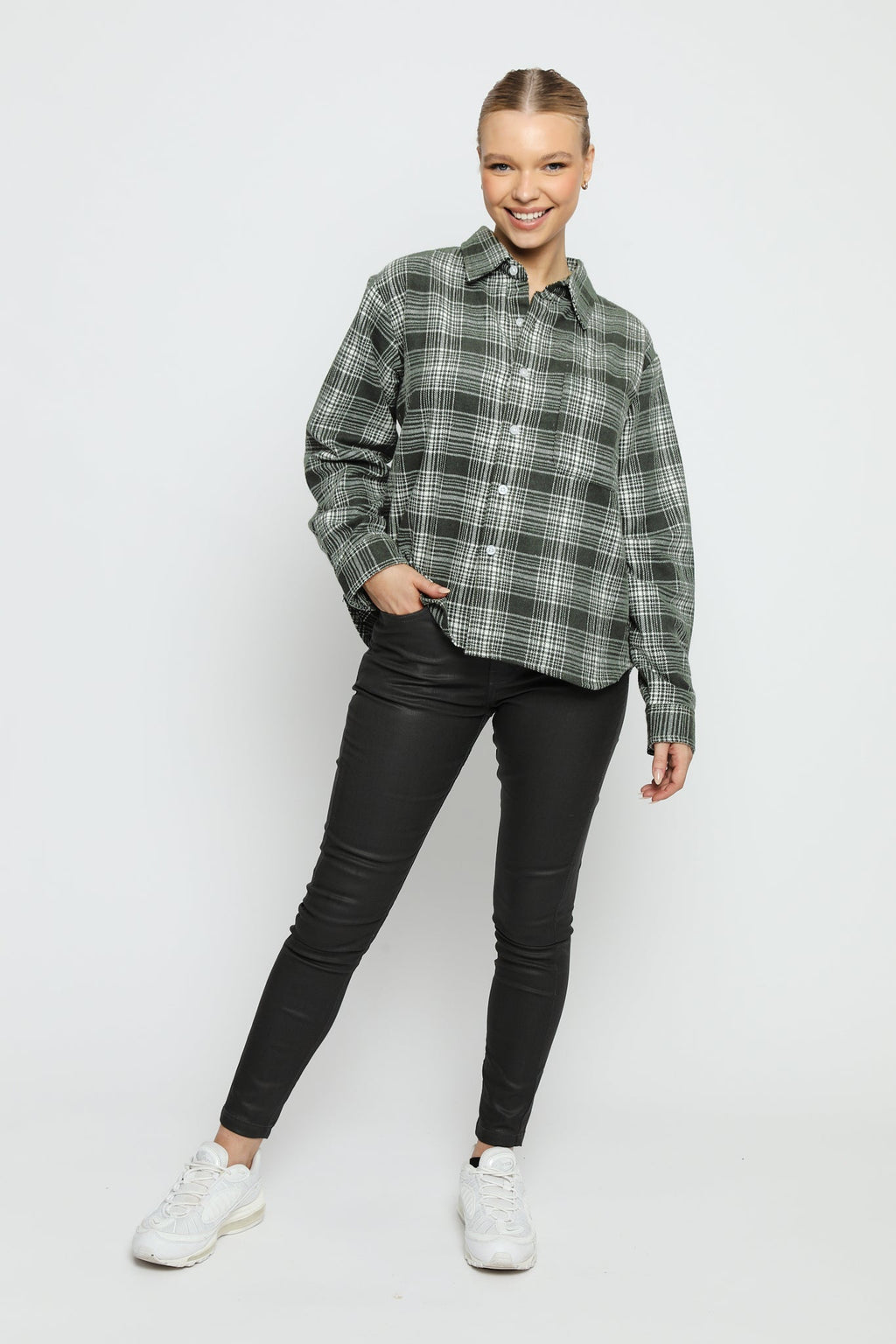 PLAID FLANNEL CHECK SHIRT - GREEN