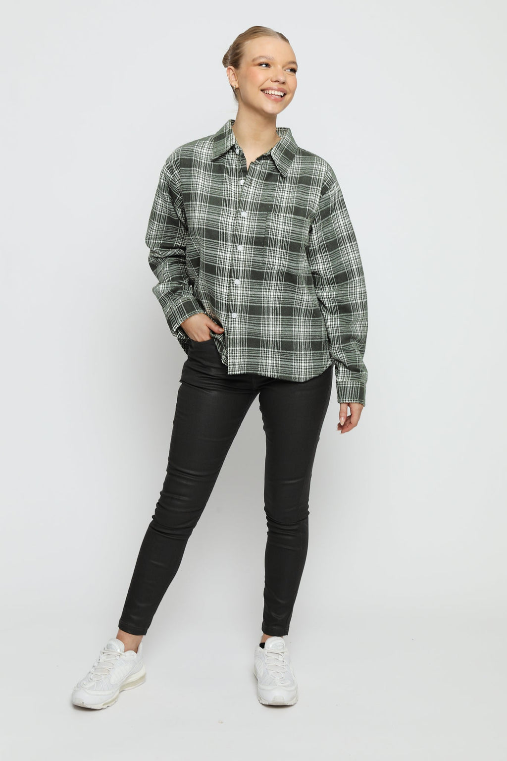 PLAID FLANNEL CHECK SHIRT - GREEN