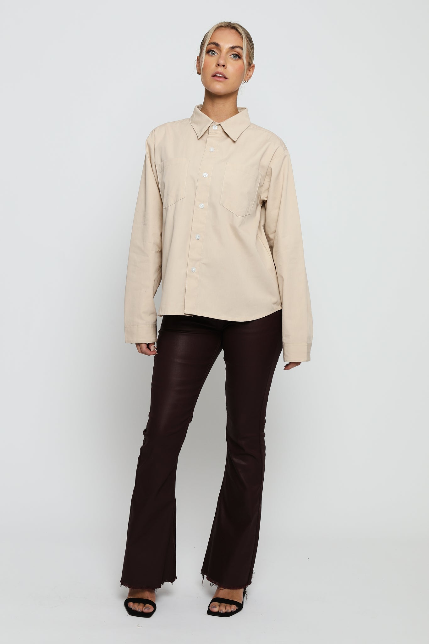 REGULAR FIT COTTON  SHIRT - BEIGE