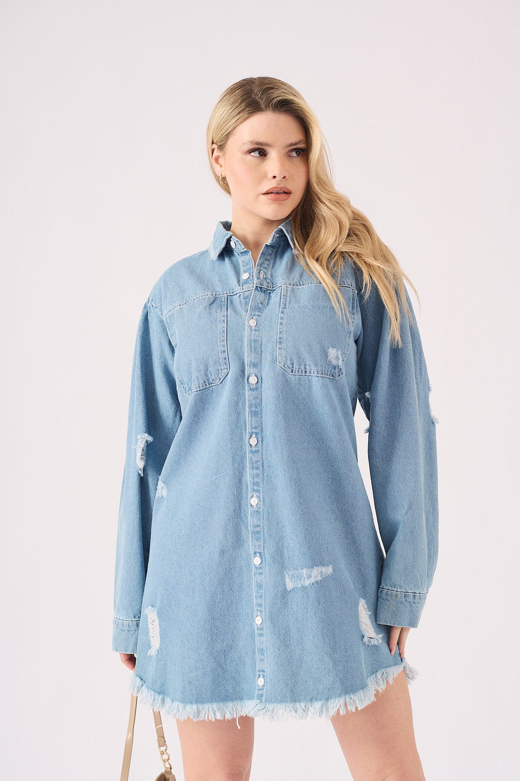 OVERSIZED DENIM SHIRT - LIGHT BLUE