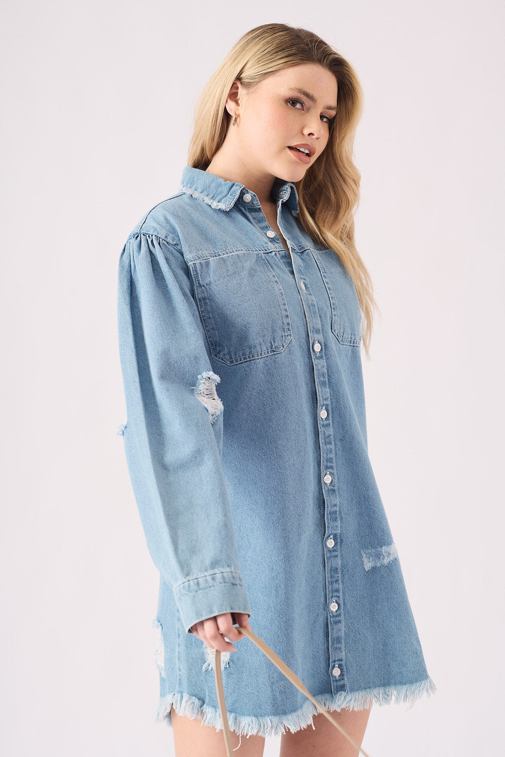 OVERSIZED DENIM SHIRT - LIGHT BLUE