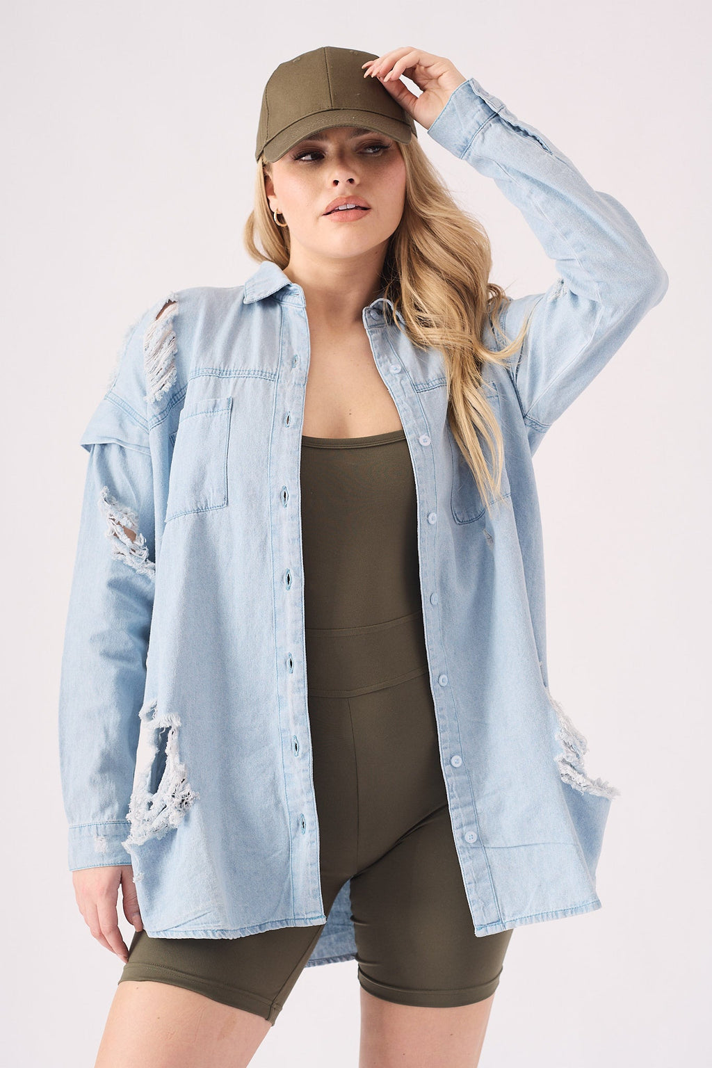 OVERSIZED DENIM SHIRT - LIGHT BLUE
