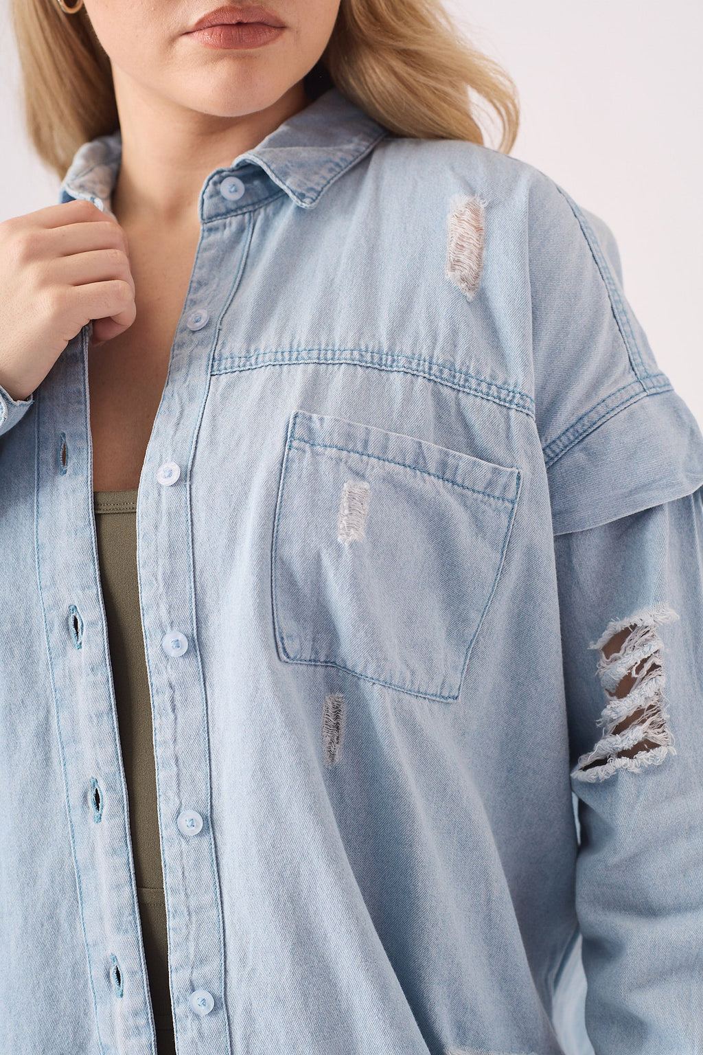 OVERSIZED DENIM SHIRT - LIGHT BLUE