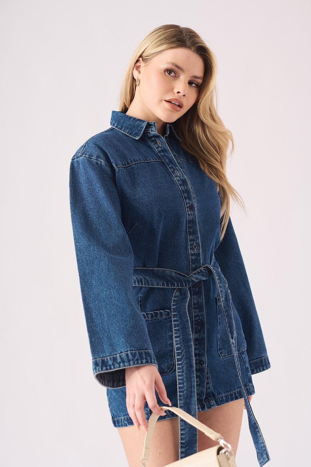TIE WAIST DRESS - BLUE