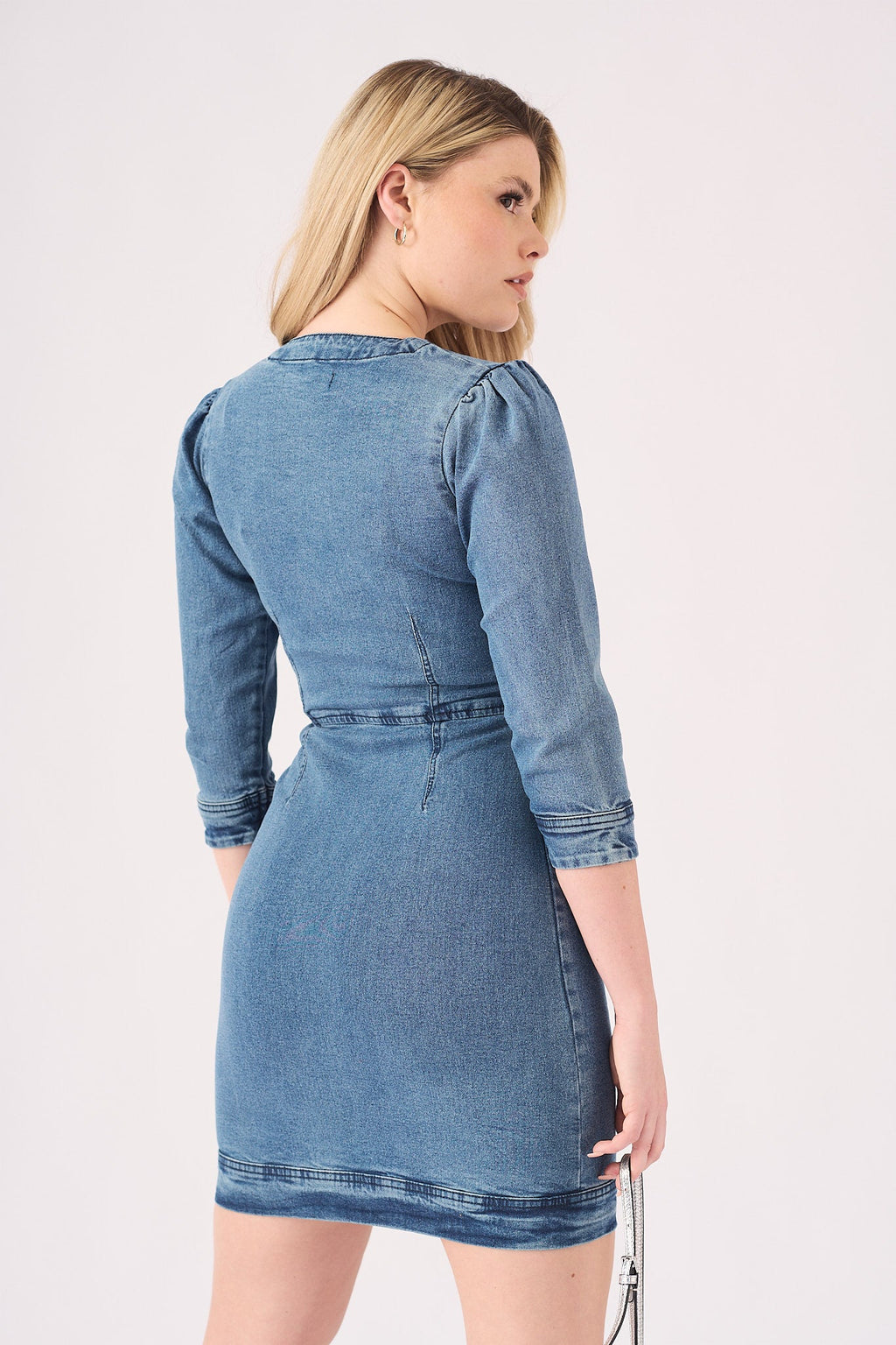 DENIM ZIP UP DRESS - BLUE