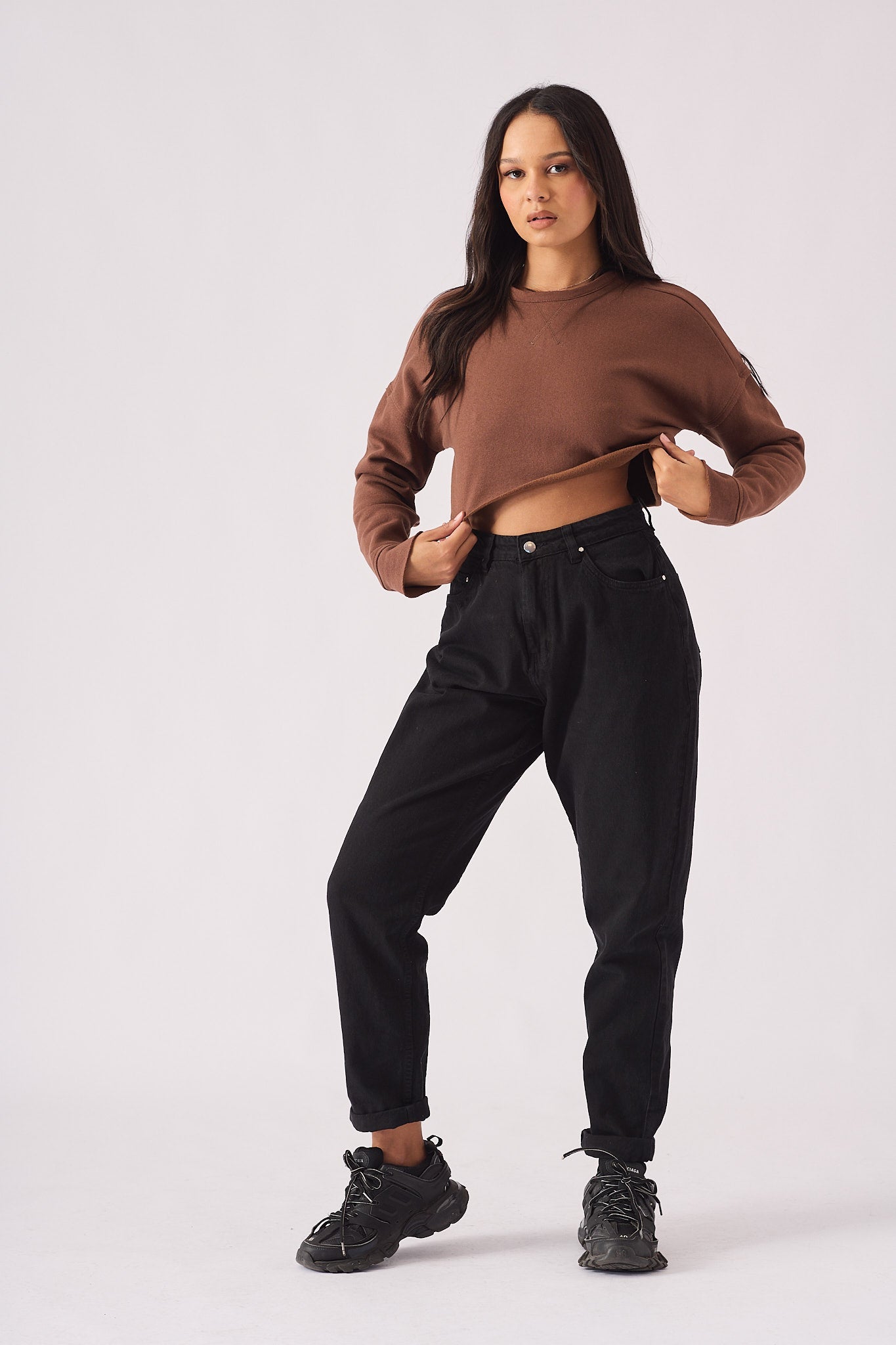 CROPPED JUMPER - BROWN