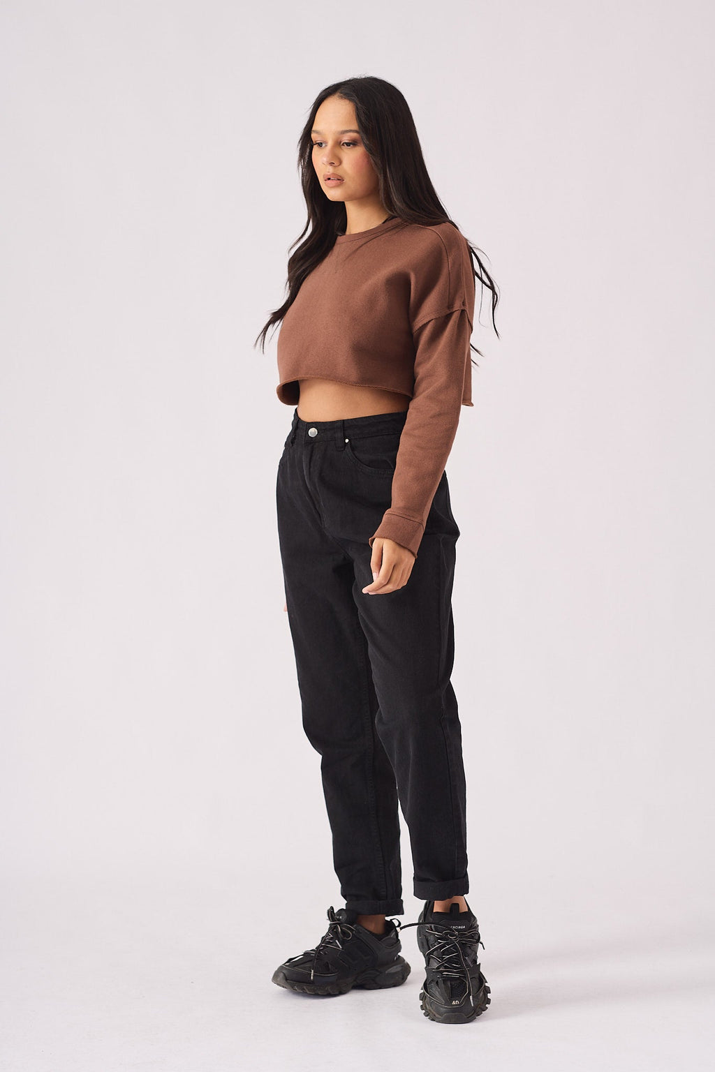 CROPPED JUMPER - BROWN