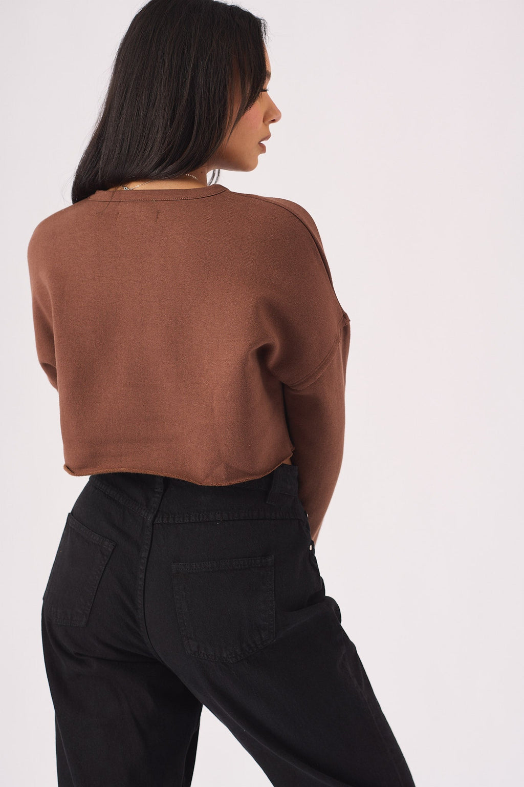 CROPPED JUMPER - BROWN