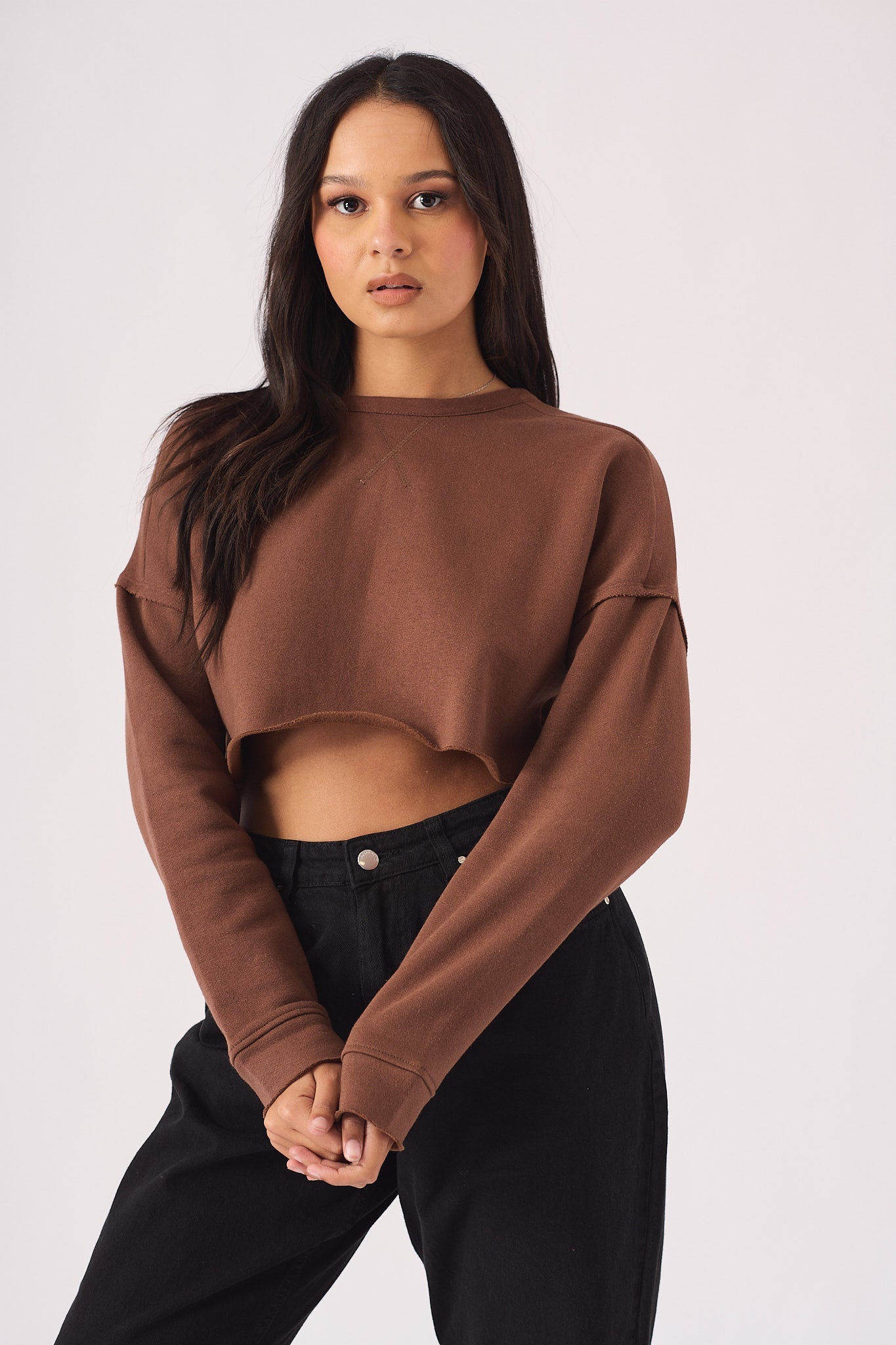 CROPPED JUMPER - BROWN