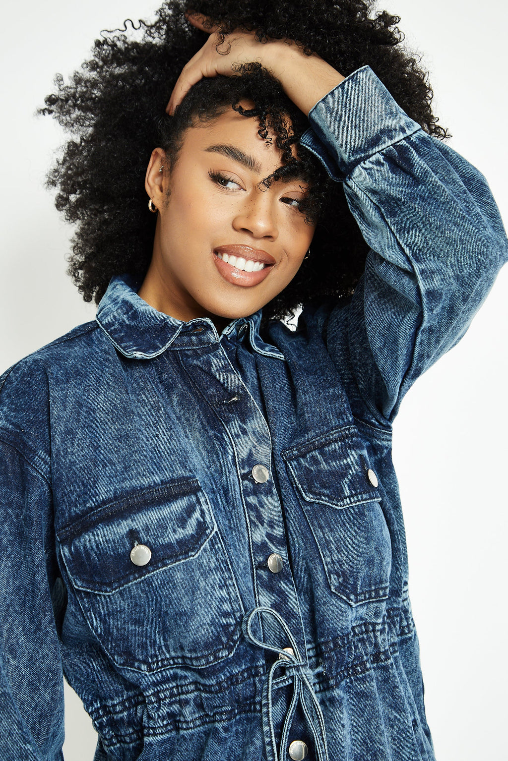 DENIM BUTTON UP DRESS - BLUE