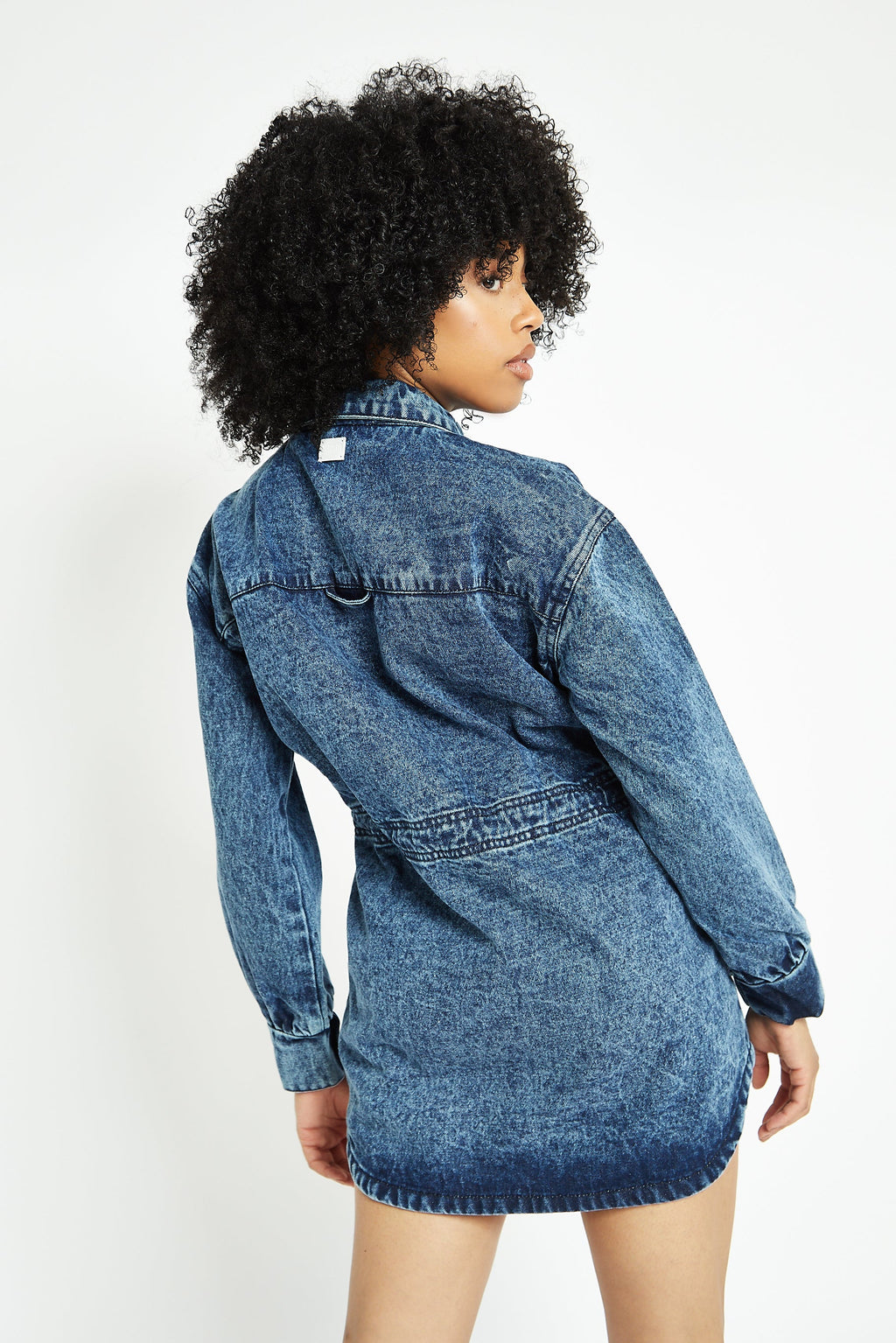 DENIM BUTTON UP DRESS - BLUE
