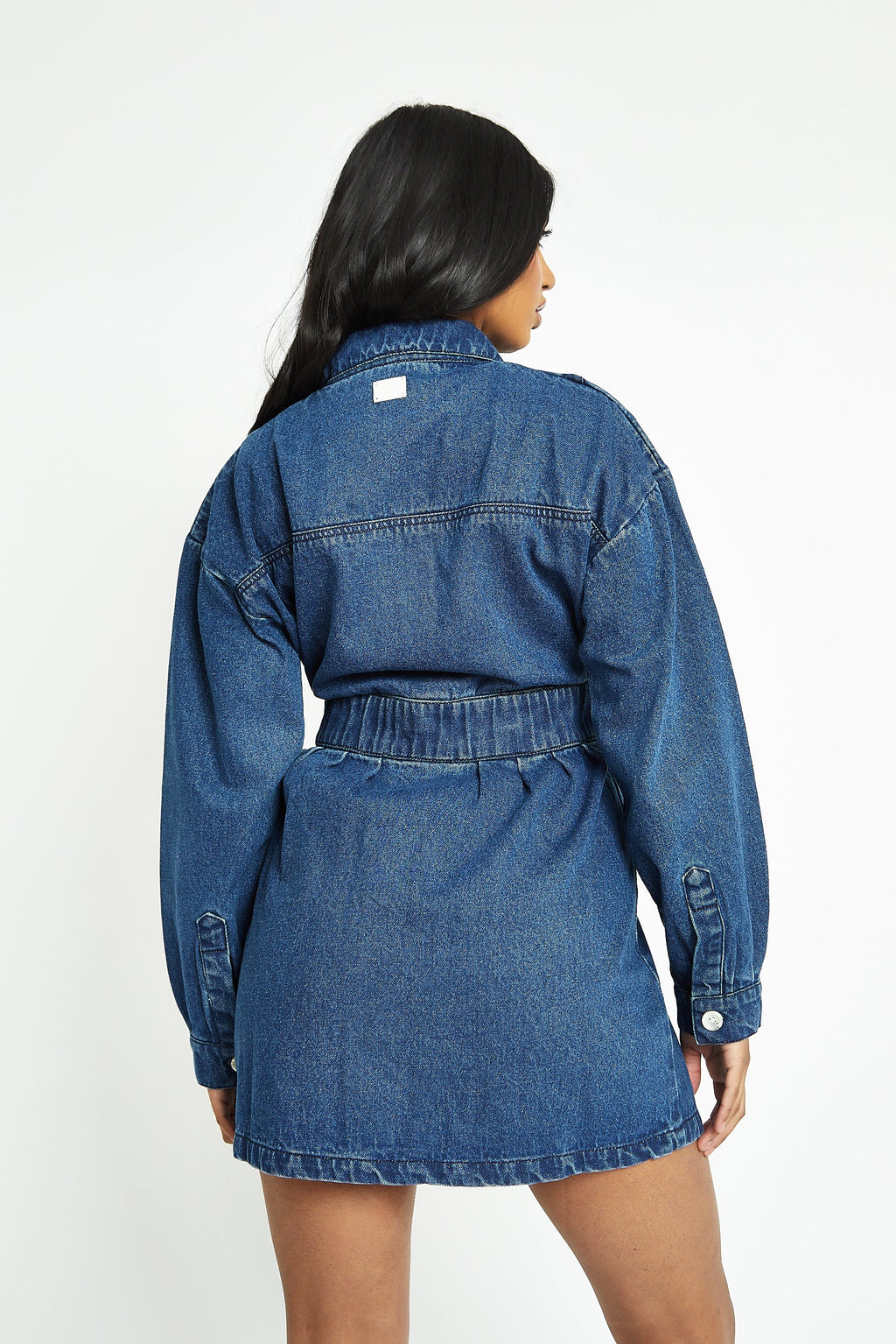 WOMEN'S DENIM SHIRT DRESS - DARK BLUE WASH