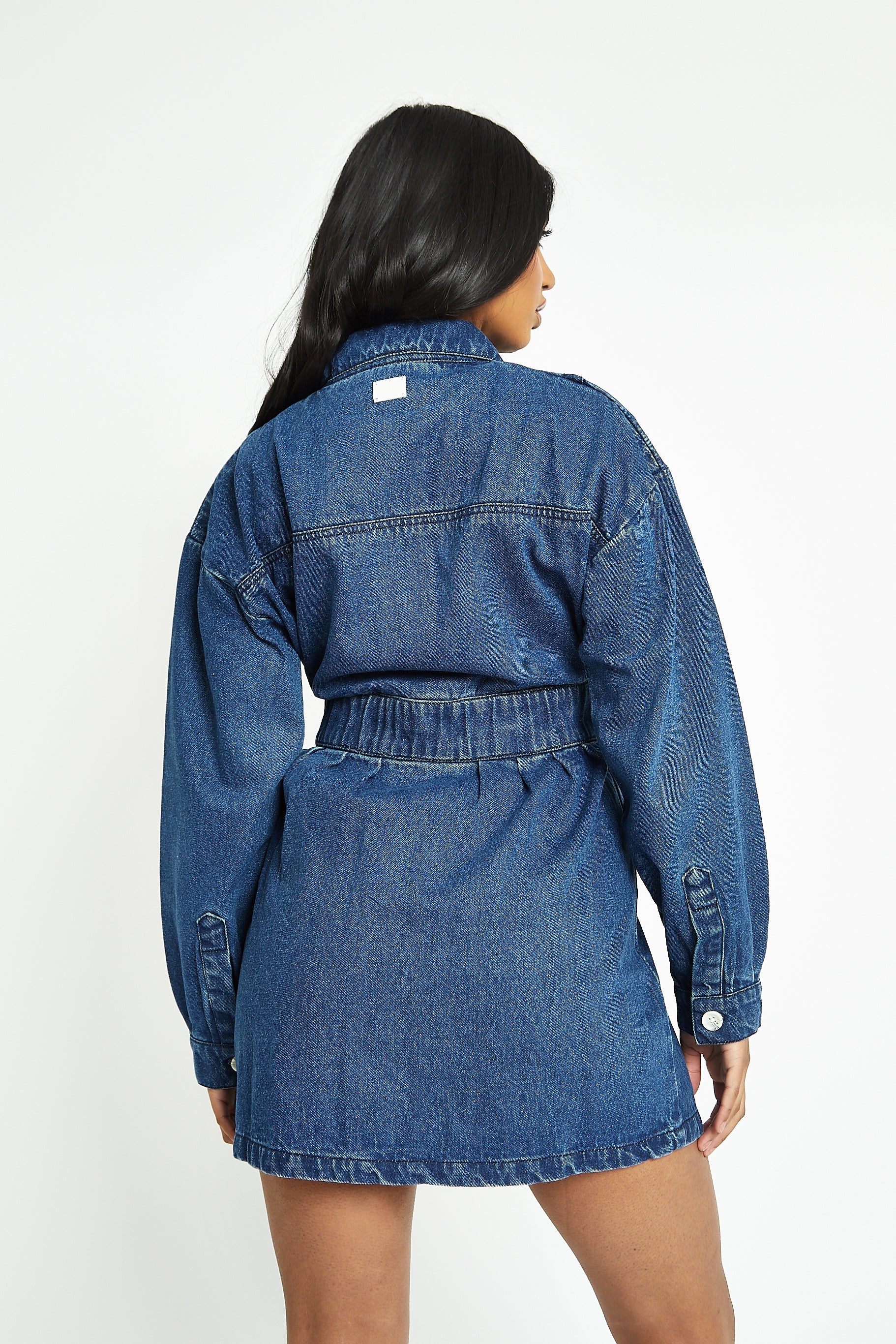 WOMEN'S DENIM SHIRT DRESS - DARK BLUE WASH