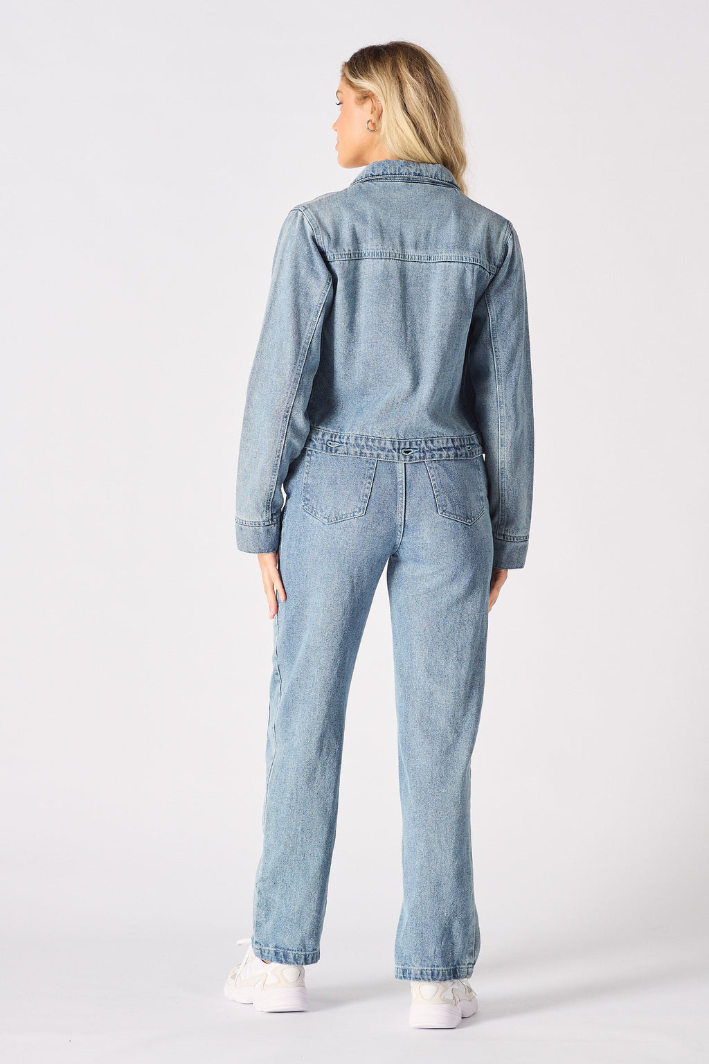 DETACHABLE DENIM JUMPSUIT - BLUE ACID WASH
