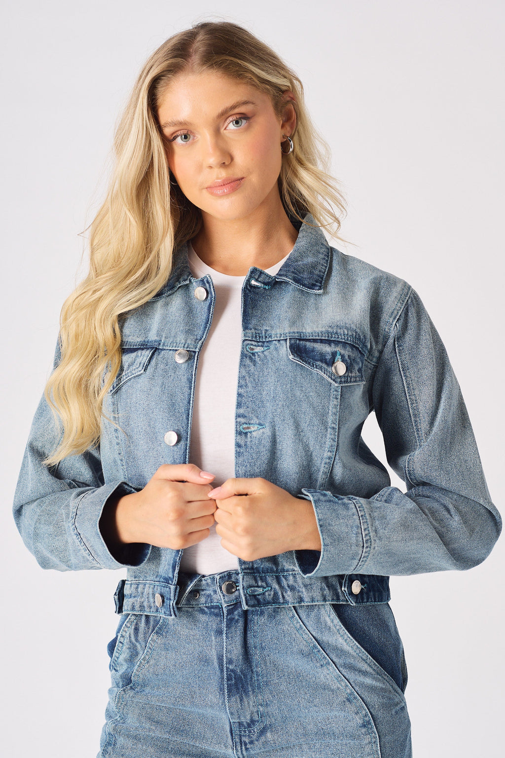 DETACHABLE DENIM JUMPSUIT - BLUE ACID WASH