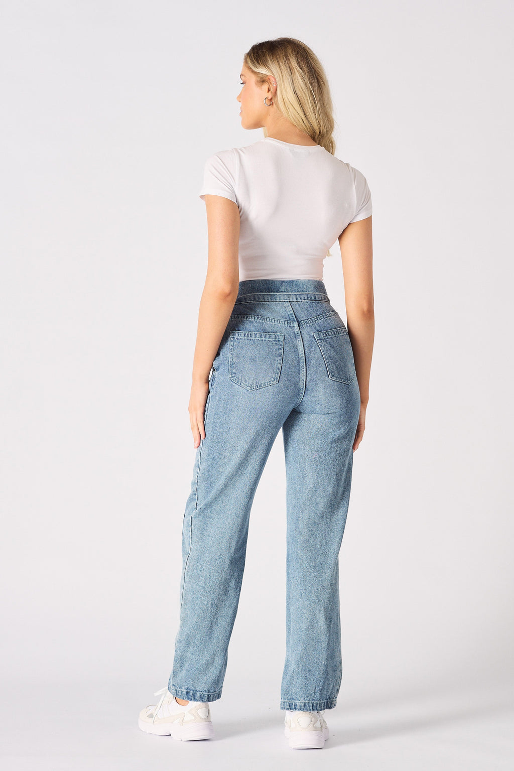 DETACHABLE DENIM JUMPSUIT - BLUE ACID WASH