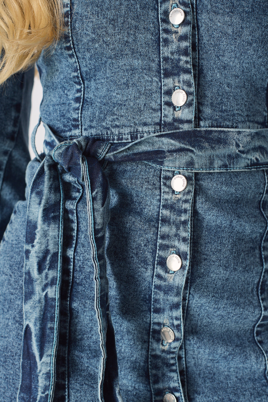 DENIM PUFF SLEEVE DRESS - BLUE